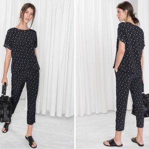 & Other Stories Black Printed Casual Slim Trouser